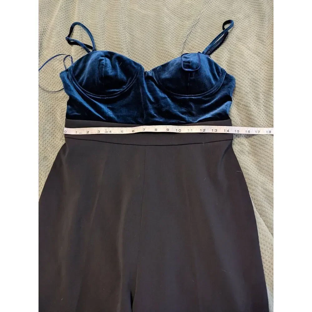 Jay Godfrey Women’s Size 10 Velvet Purple Top Black Pants One Piece Jumpsuit